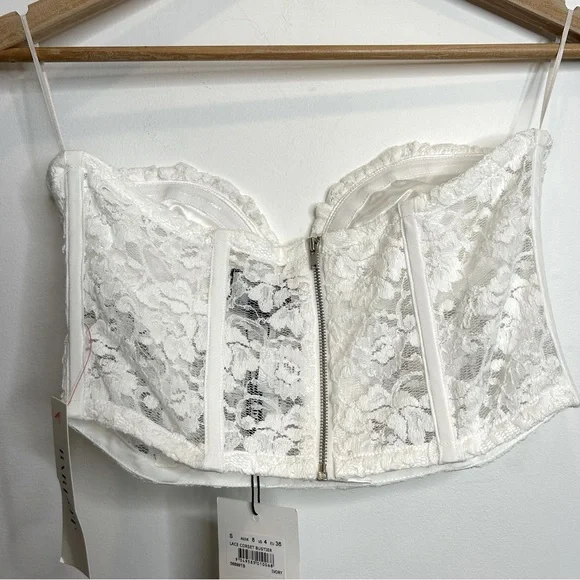 Bardot Lace Corset Bustier in Ivory White - Picture 8 of 9